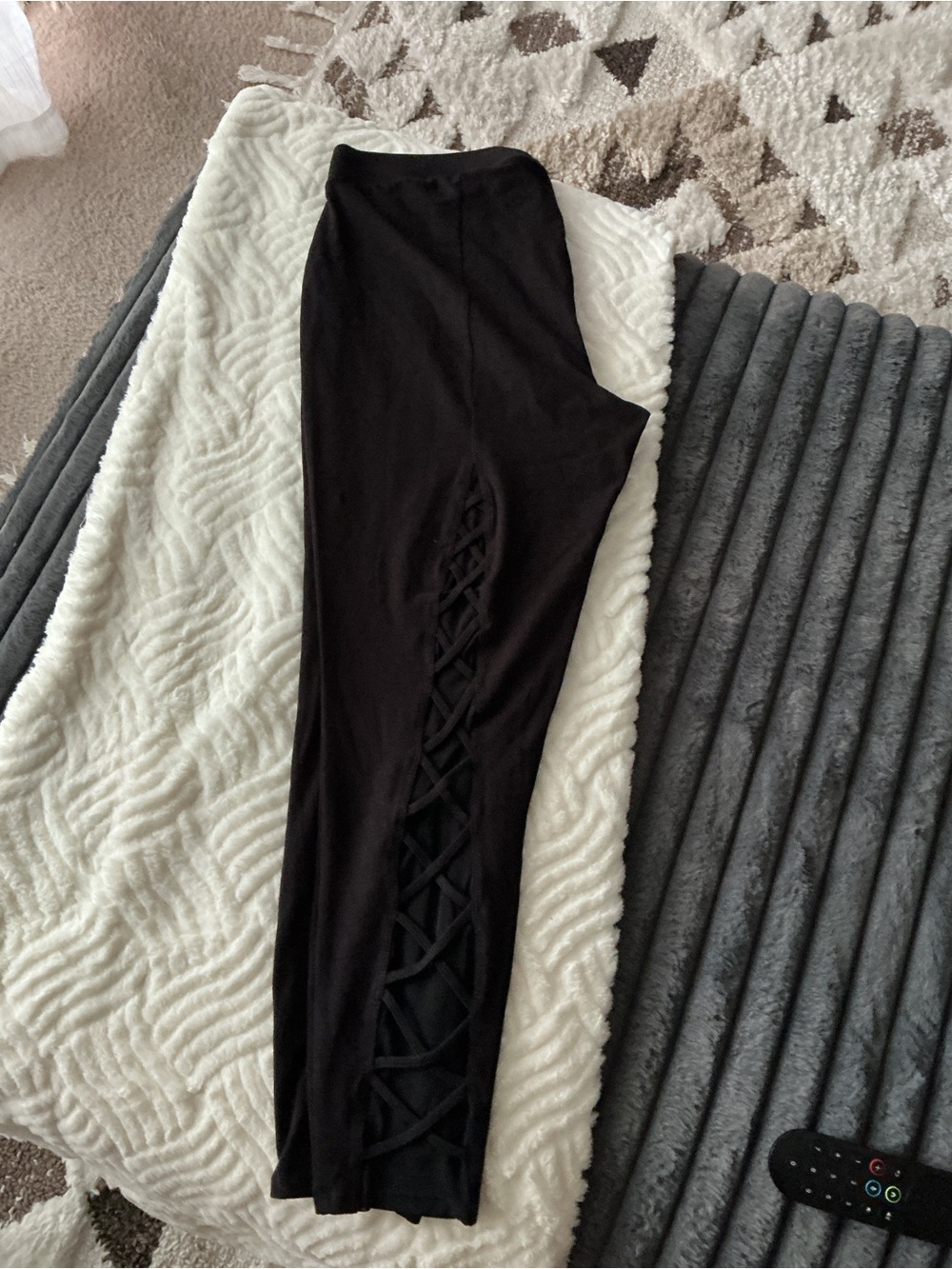 Black Women's Active Lattice-Detail Leggings